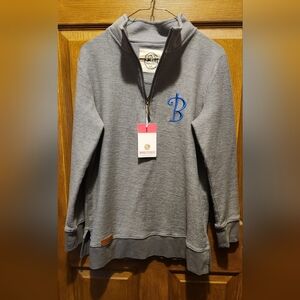 Gray Quarter-Zip Pullover with Blue Initial